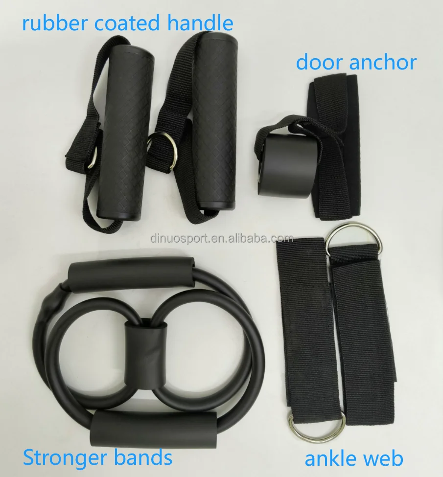 Dinuo In Stock for Drop Shipping High Quality Gym Pull Up Set 11pcs  250LB Latex Resistance Bands Kits with Pilates Bar