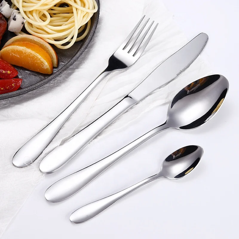 Stainless steel tableware 1012 knife, fork and spoon simple style gold-plated tableware 4-piece gift box set