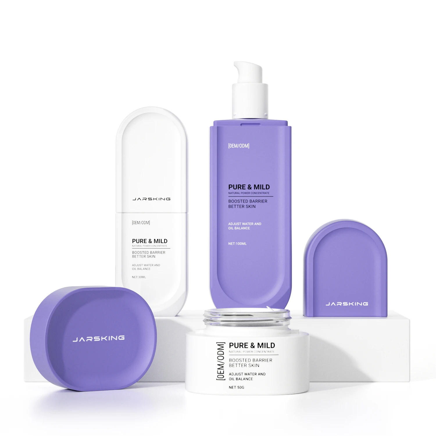 Unique matte square skincare glass face cream jar 30ml serum lotion pump bottle 50ml 100ml for skin care packaging set