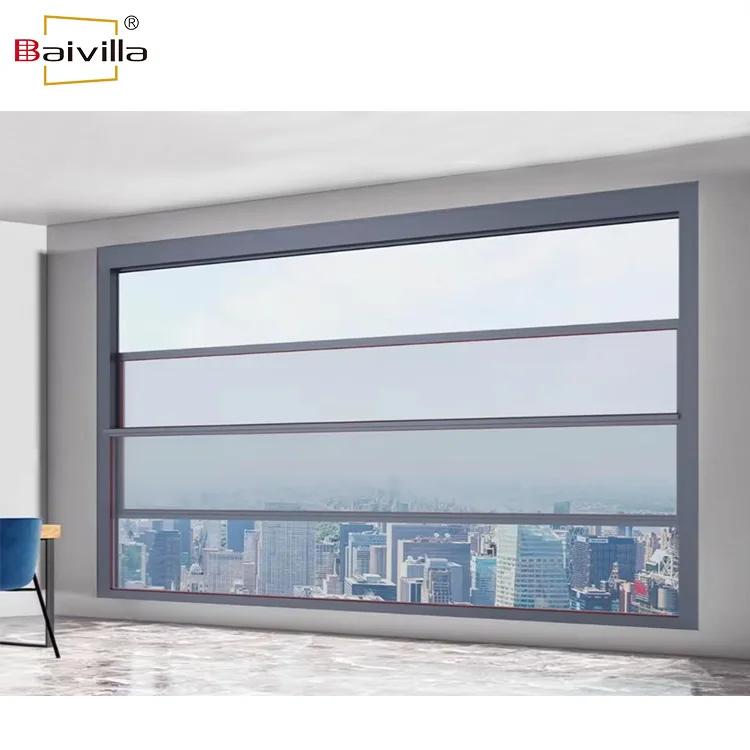 Умные моторизованные Вертикальные Раздвижные окна, алюминиевые теплоизоляционные Стеклянные балконные панорамные подъемные окна