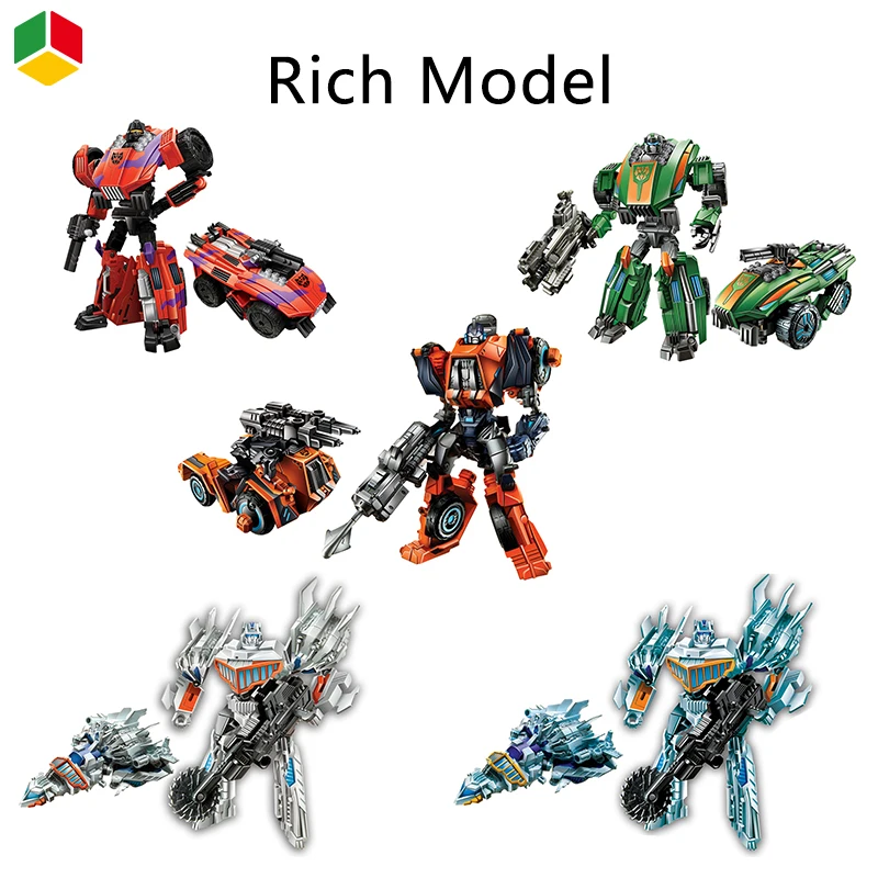 QS Wholesale DIY 5 in 1 Transformable Car Robot Deformation Model Toys Transform Robot Car Toys For Kids