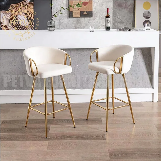 Luxury Simple Design Metal Legs High Density Sponge Cushion Bar Stools Cheap Price kitchen Bar Stools modern