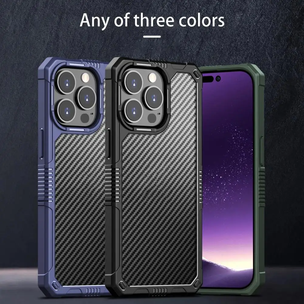 Carbon Fiber Phone Case Anti-drop High Toughness Anti-crack Detachable Explosion-proof Mobile Phone Cases for iPhone 14/14Pro/14