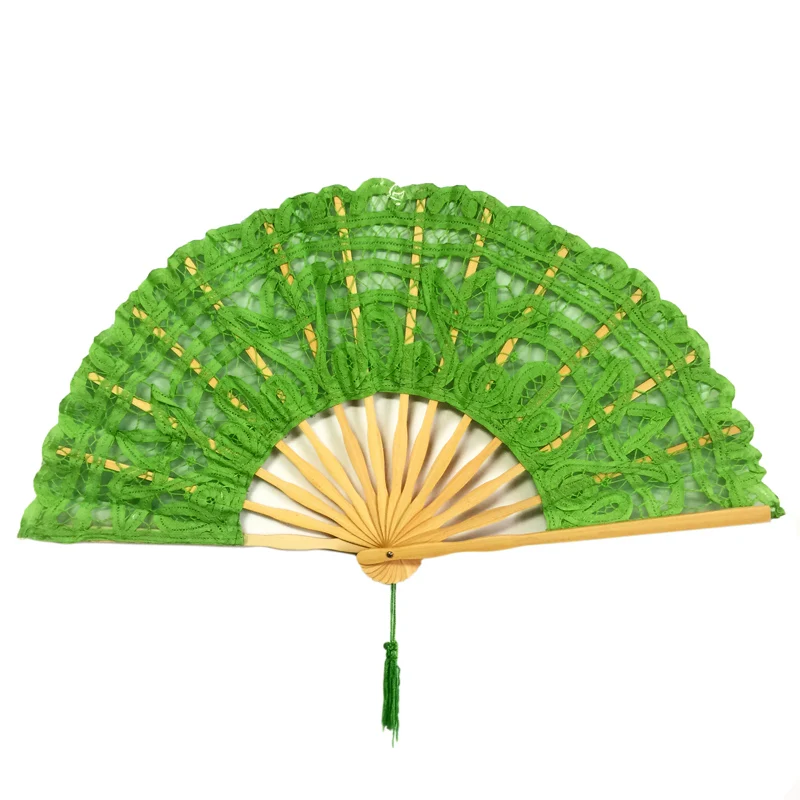 Ameliebwedding Halloween Party Guest Gifts Handmade Vintage 100% Cotton Multicolor Battenburg Lace Fan