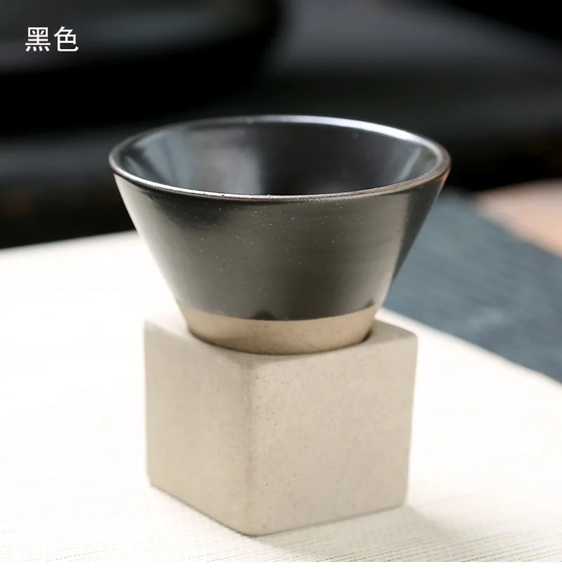 hand painted glaze ceramic espresso cup tea cup coarse ceramic personal water cup with base OEM