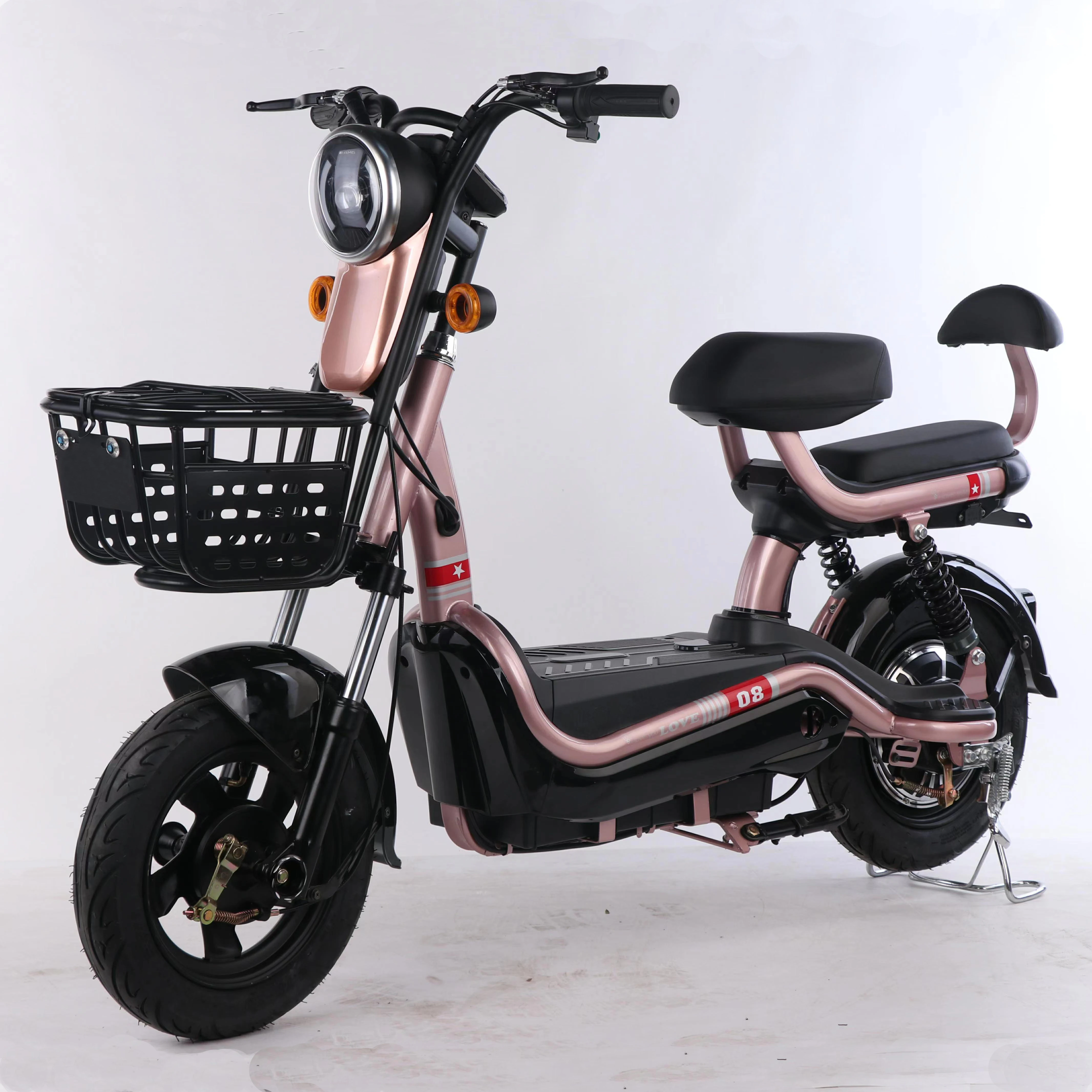 High Quality 48V 12A Hybrid Electric Bike Integrated Battery Rear Hub Motor 2 Seats Fat Tire 2 Seat Electric Motorcycle/E-Bike