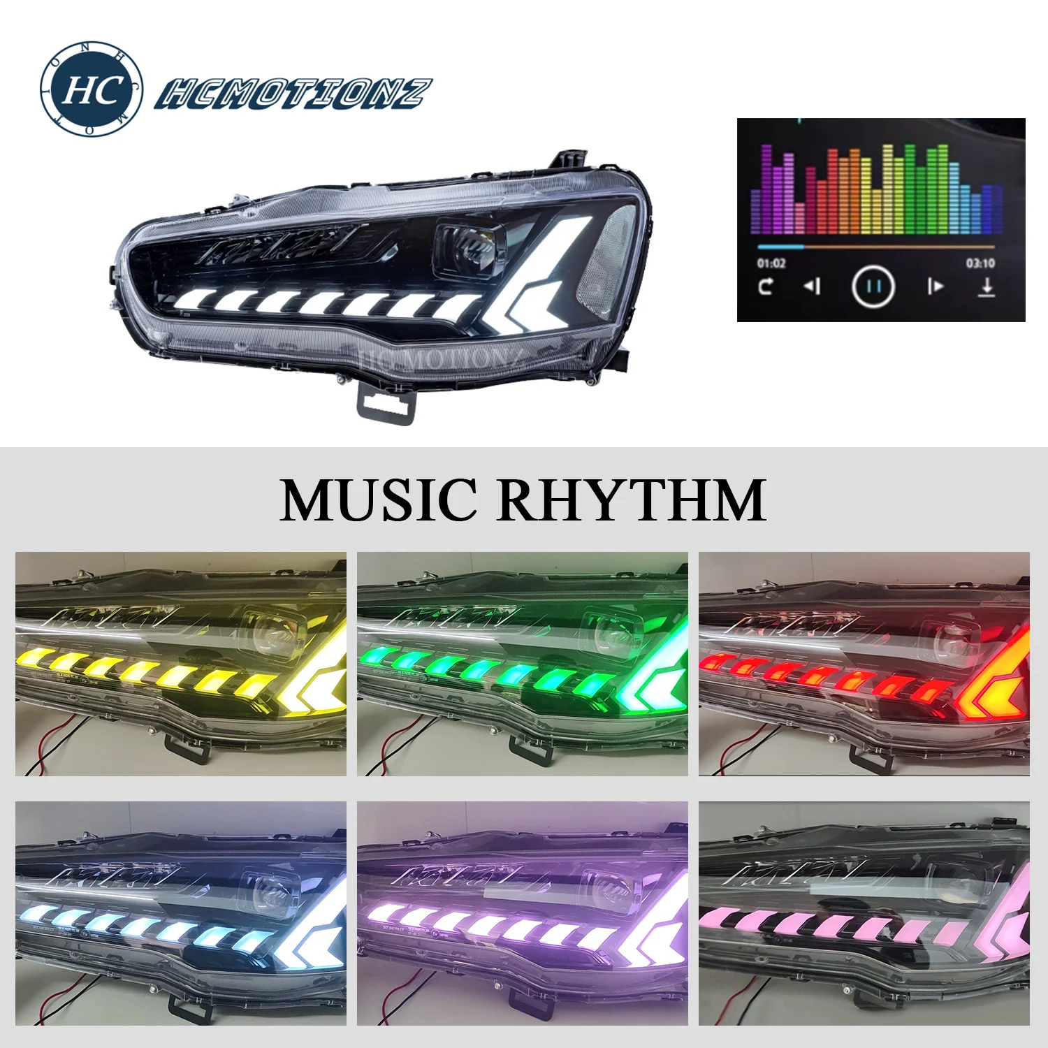 HCmotion Factory Start UP Animation Sequential Head Lamps Assembly 2008-2017 ex evo CF/CJ RGB Headlights For Mitsubishi Lancer