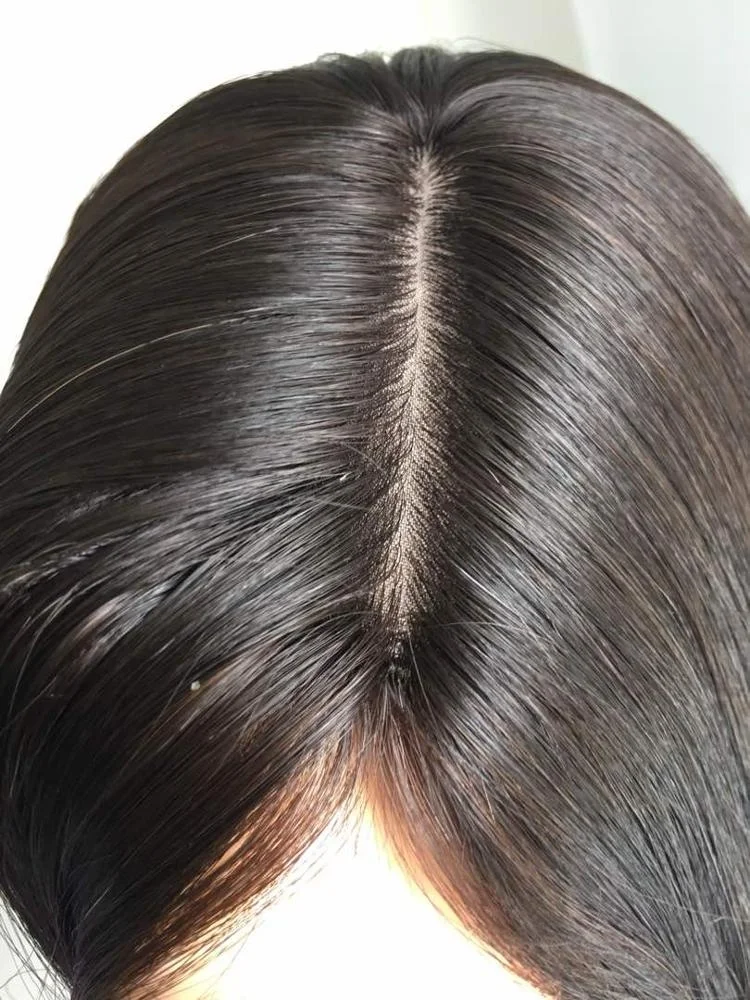 LBW Fast Shipping Best Quality 100% Human Hair Silk Base Natural Wave Dark Brown Jewish Kosher Swiss Lace Front Wig