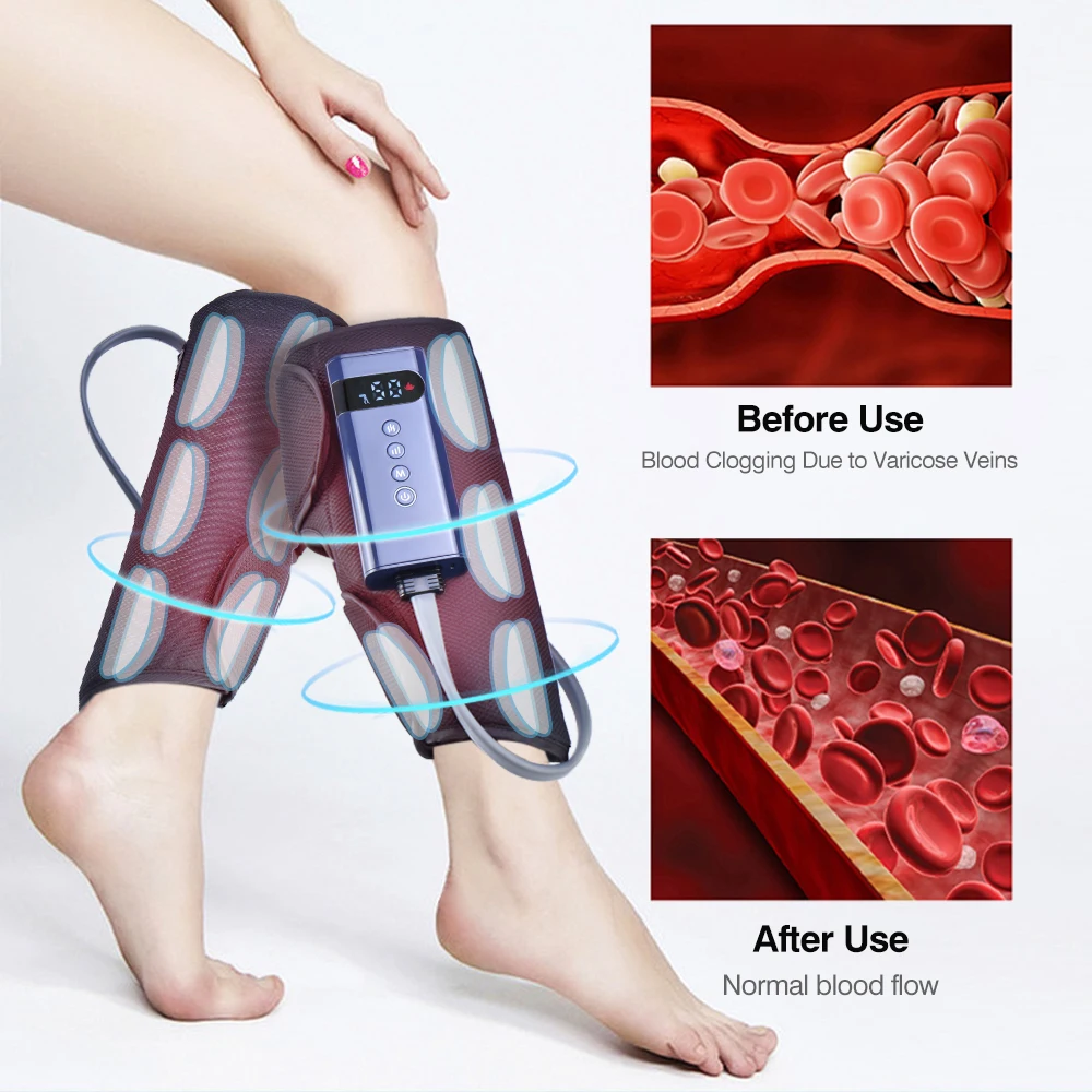 Air Compressor Pressure Electric Leg Compression Recovery Calf Massager 12 Chambers Pump For Leg