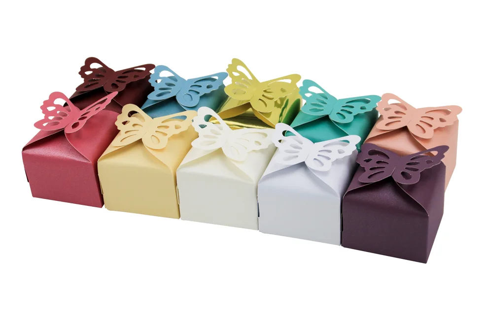 Lovely Multi Colors Butterfly Pattern Candy Paper Boxes Wedding Party Favor Chocolate Paper Box For Bridal Shower Birthday Party