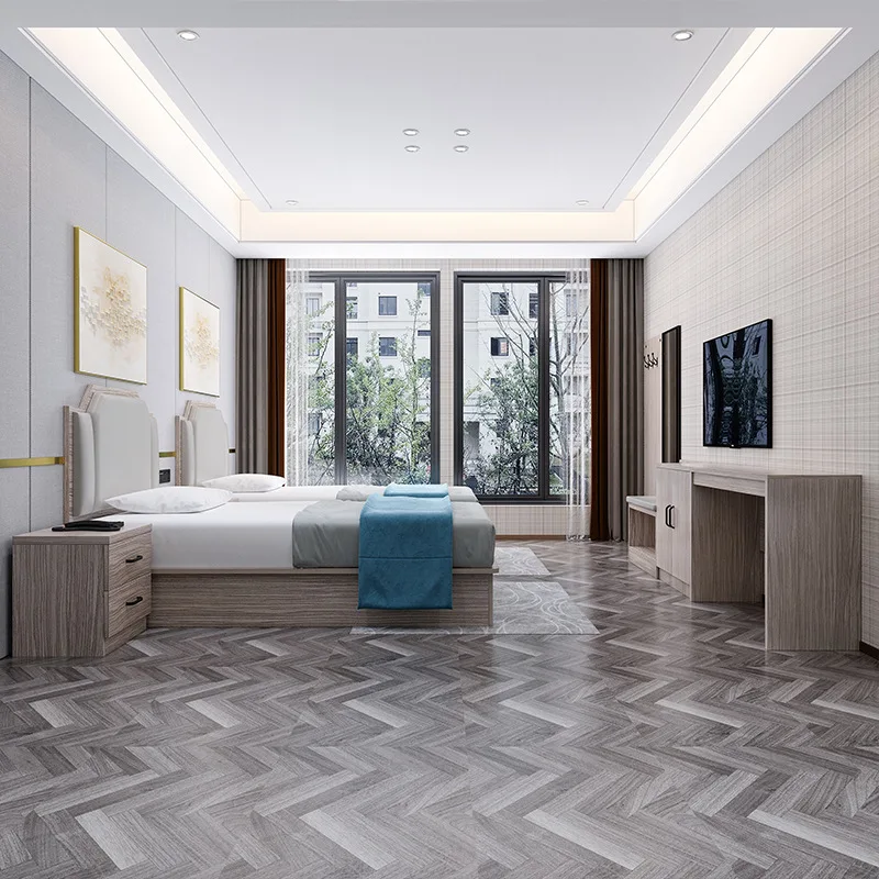 Modern 5 Star Solid Wood Hotel Bed King Queen Size Hote Bed Luxury Hotel Apartment Bedroom Furniture King Bed