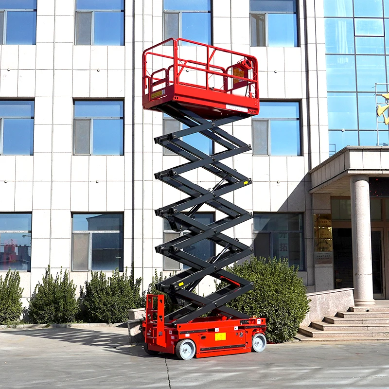 10m 12m 14m Mobile Hydraulic Battery Trailer Electric Scissor Type Mobile Lift Aerial Work Platform
