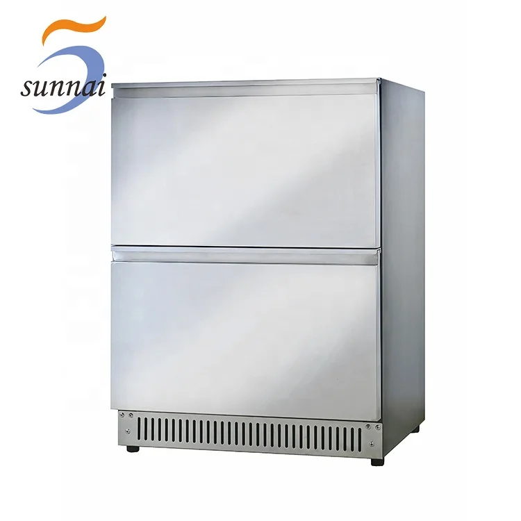 Factory Wholesale Double Drawer Stainless Steel Kitchen Under Counter Outdoor Fridge Refrigerator