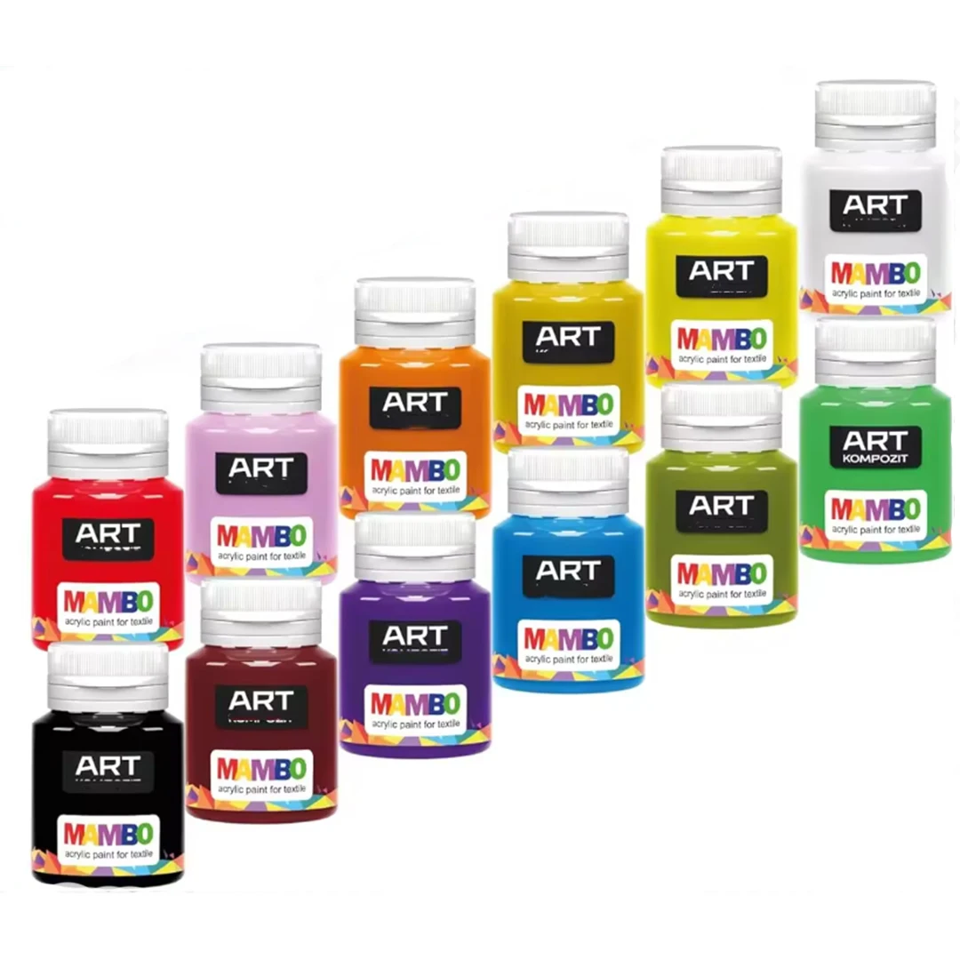 12 colors 20 ml /0.67 Fl Oz For Clothes Textile Leather T-shirt Sneakers Permanent Acrylic Fabric Paint Set
