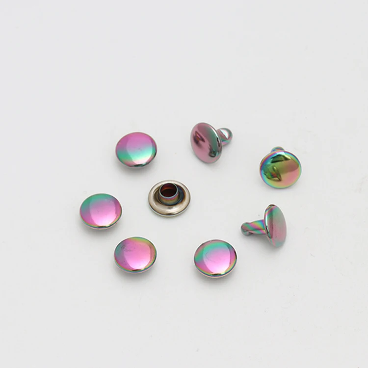 High Quality Nickel color snap button Double Side Rivet rainbow rivet for Leather Bag and Furniture