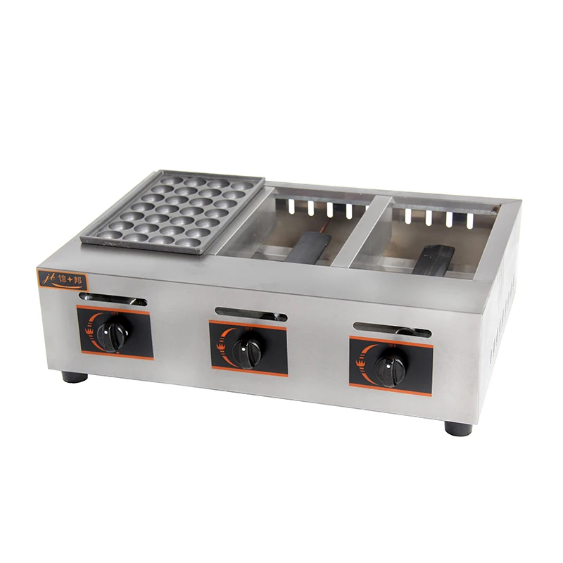 New GH768 gas fishball takoyaki maker 3 non stick plates 84 holes lpg bbq secwind ball cooker octopus cluster cooker for stall