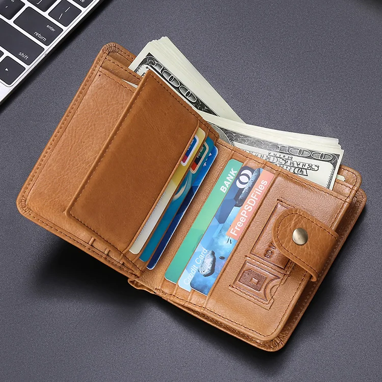 Мужской короткий кошелек с радиочастотной идентификацией, кожаный кошелек в европейском и американском стиле, универсальная сменная сумка