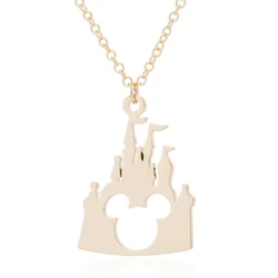 Cute Cartoon Style Non Tarnish Silver 18K Gold Plated Stainless Steel Charm Castle Mickey Mouse Necklace Jewelry For Women