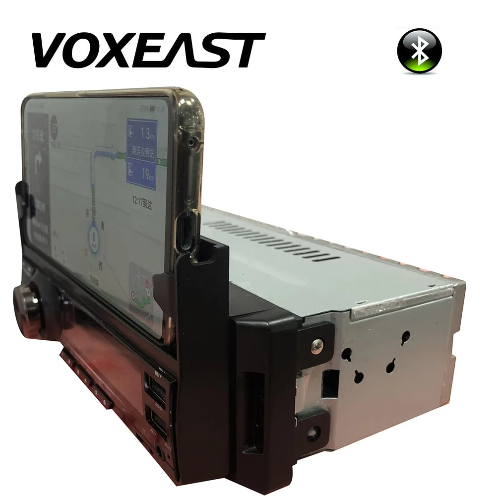 Car Cellphone holder radio audio mp3 player supported BT 12v car aux with Dual USB with mobile phone recharging