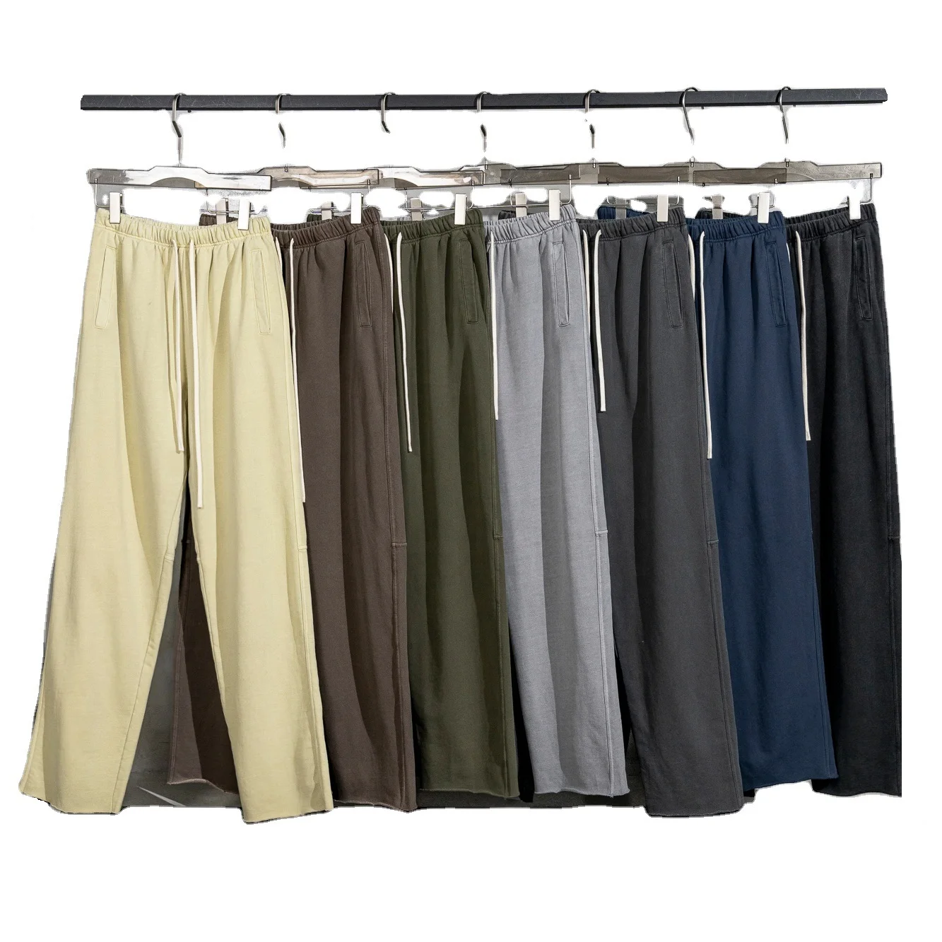 2023 Latest Spring fashion casual  jogger track pants retro washed plain jazz hip hop cotton raw edge sweatpants unisex