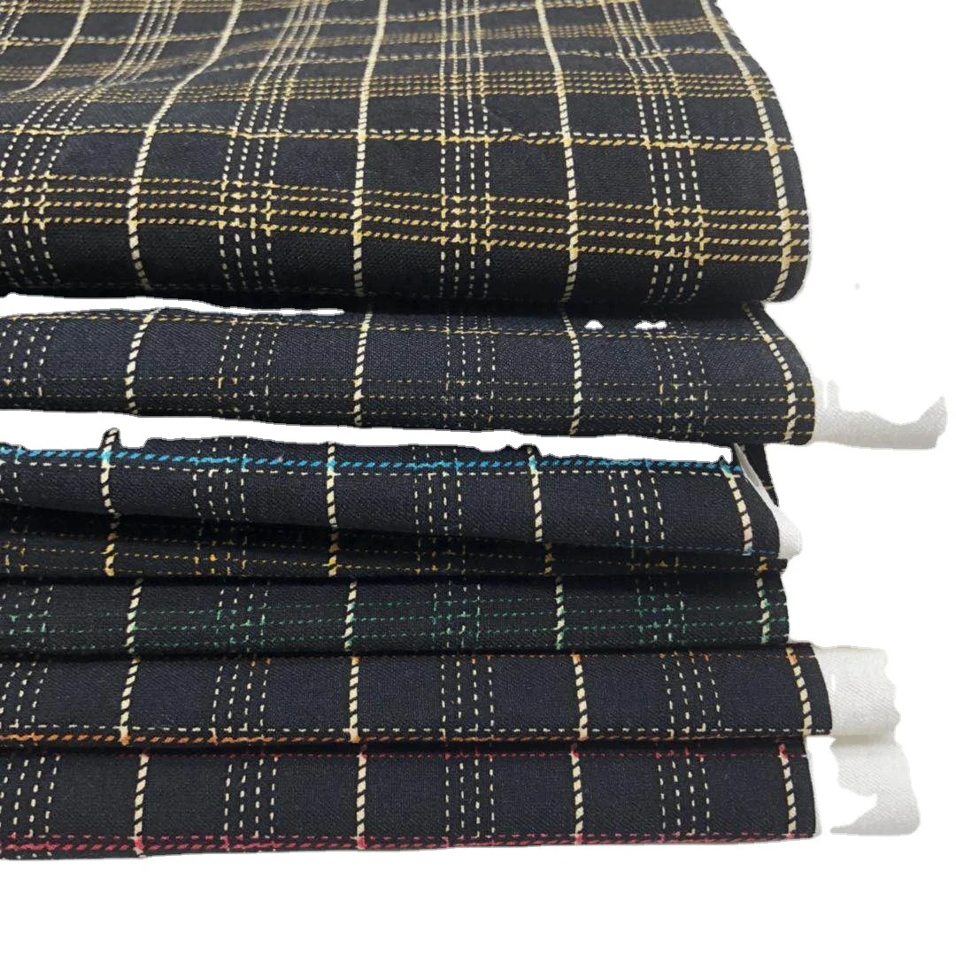 
bengaline printed checked fabric with Nylon Rayon Spandex for pants 