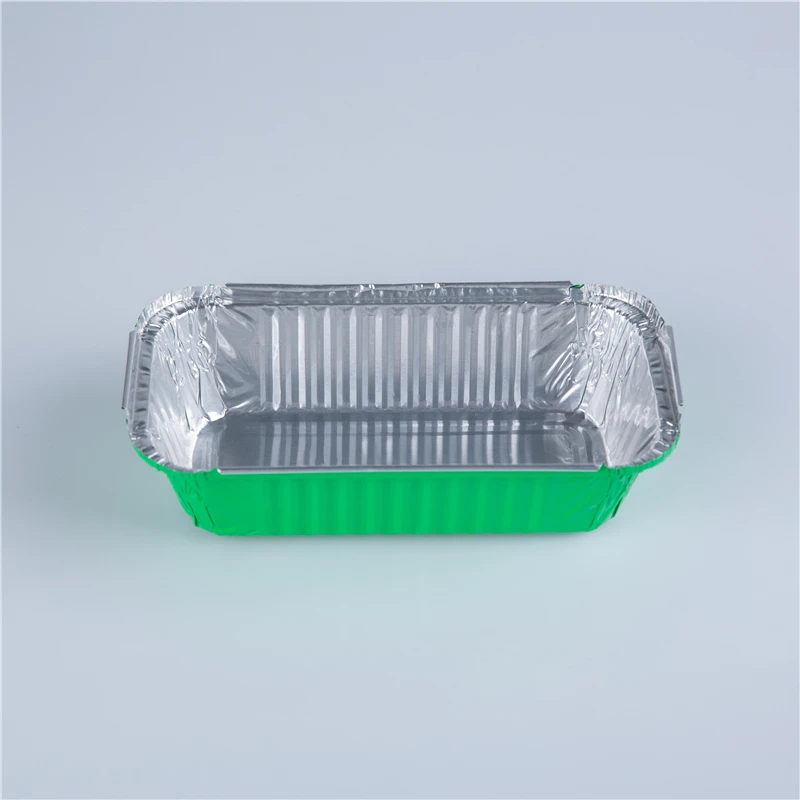 Colorful 650ml pasta spaghetti broiler packaging pan rectangle aluminum foil food box disposable take out container for catering