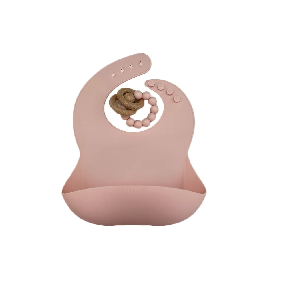 
Customized Bib Silicone Stain Resistant Detachable Baby Bibs With Teether 