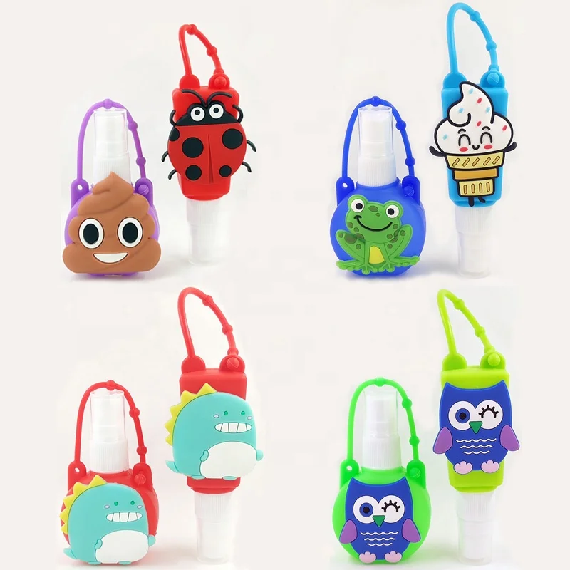 Square Round Empty Refillable Plastic Key Chain Hook Hand Sanitizer Alcohol Spray Perfume Bottles