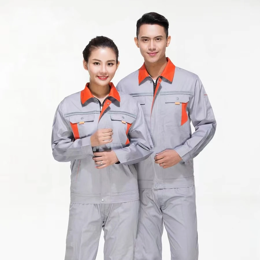 High quality 35% cotton summer long sleeve wear-proof working clothes working uniform with zip reflective work uniforms