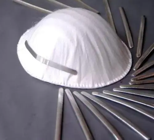 Narrow aluminum nose strip with hot melt adhesive for cup mask