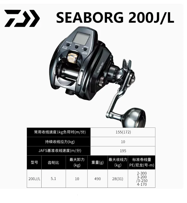 100% Original Japan Daiwa Seaborg 100 200 300 500  600 800 1200 1800 Electric Reel  Sea Saltwater Spinning Big Game  Metal  Reel