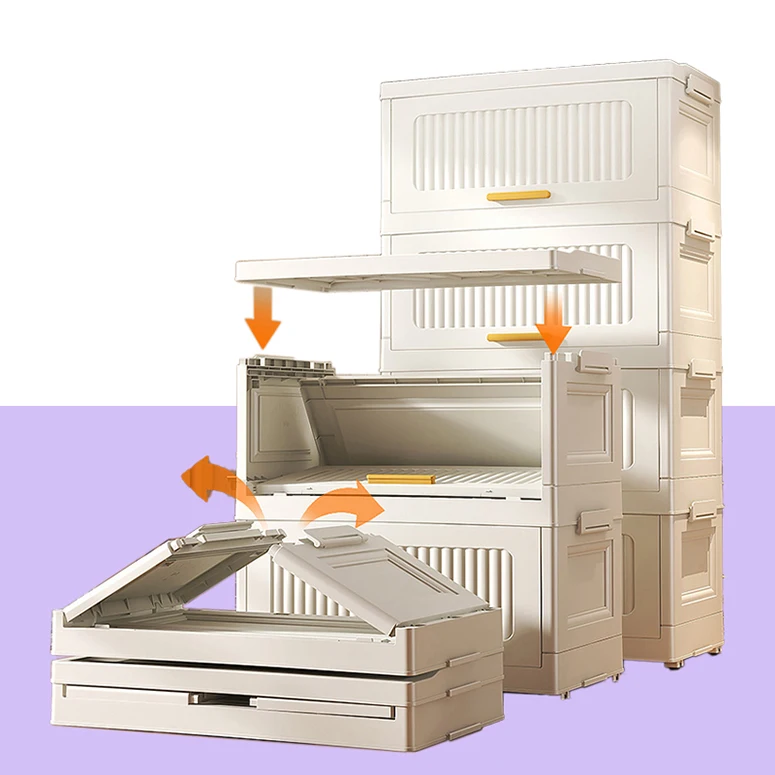Stackable Collapsible Drawer Cloth Storage Box Plastic Foldable Bins Fast Folding PP Container White Customization OEM
