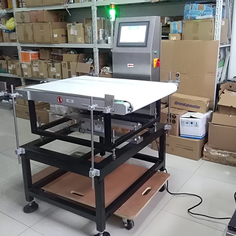 Online weighing scale seafood conveyor check weigher machine factory for case