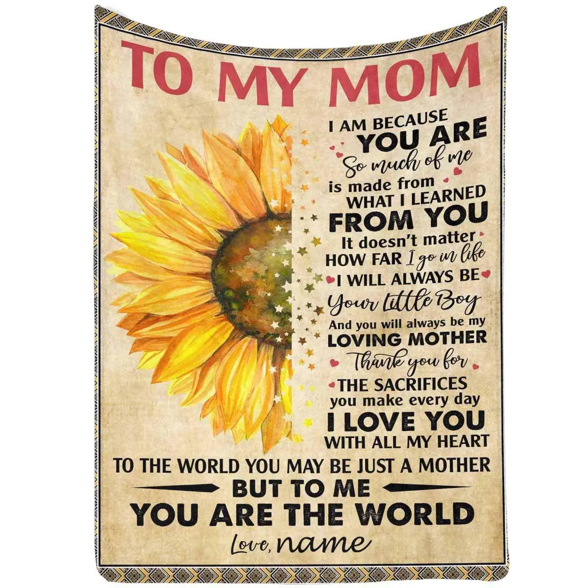 To My Mom Custom Message Text Fleece Blankets From Son For Mom