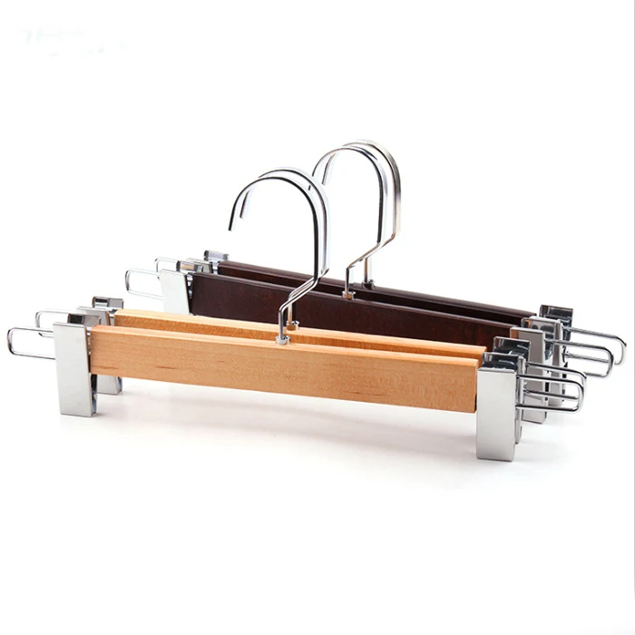 
Multi Use Wooden Pants Skirt Hanger With Notches And PVC Clips Wood Customized Logo Hangers 