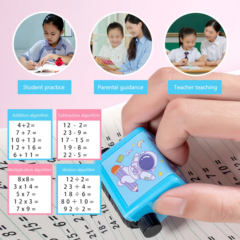 2023 Top Sale Mathematics Roller Stamp Kids Educational Toy With 100 Addition Subtraction Math Practice Questions Digital