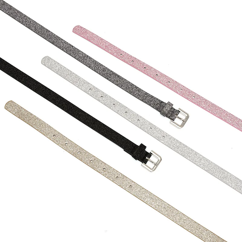 Shiny ladies belt hip hop bungee trim casual jeans belt