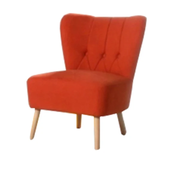 Modern Furniture Reading Room Wooden Yellow Fabric High Back Leisure  Chair Without Armrest Soft Comfortable Sofa Chair