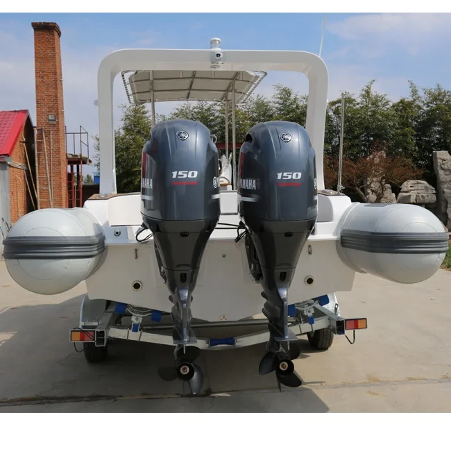 24.5ft 7m CE Inflatable Boat with Double 150hp Motor Sport RIB Boat Hypalon Fiberglass Hull Rowing Boat