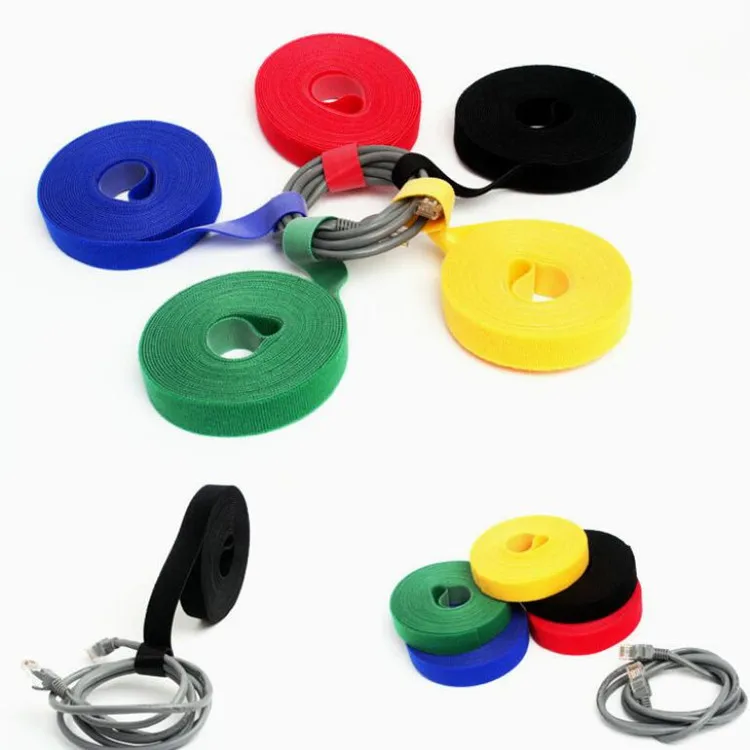 Stock Wholesale Back To Back Hook And Loop Strap Fastener Colorful Reusable Cable Ties