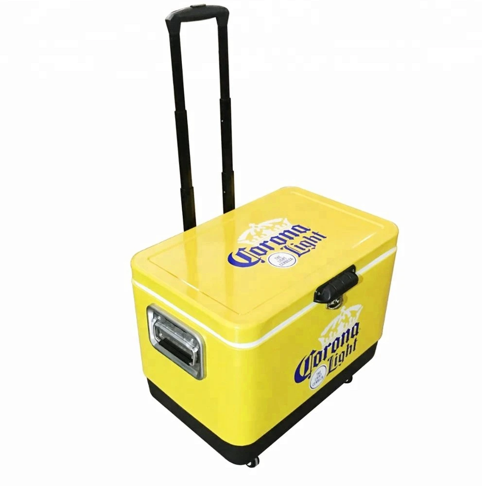 51L Ice Cooler Box with Wheels for Outdoor Camping Fishing Large Capacity  portable cooler wine/ beer cooler box
