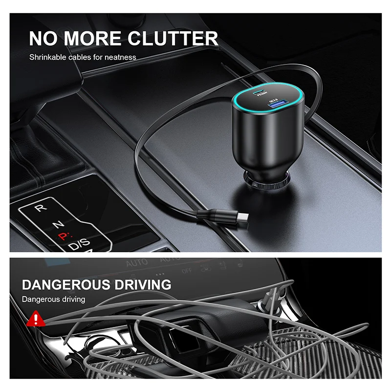 Attention to high product expansion line car charging fast charging, the model general stretchable car charger fast charging