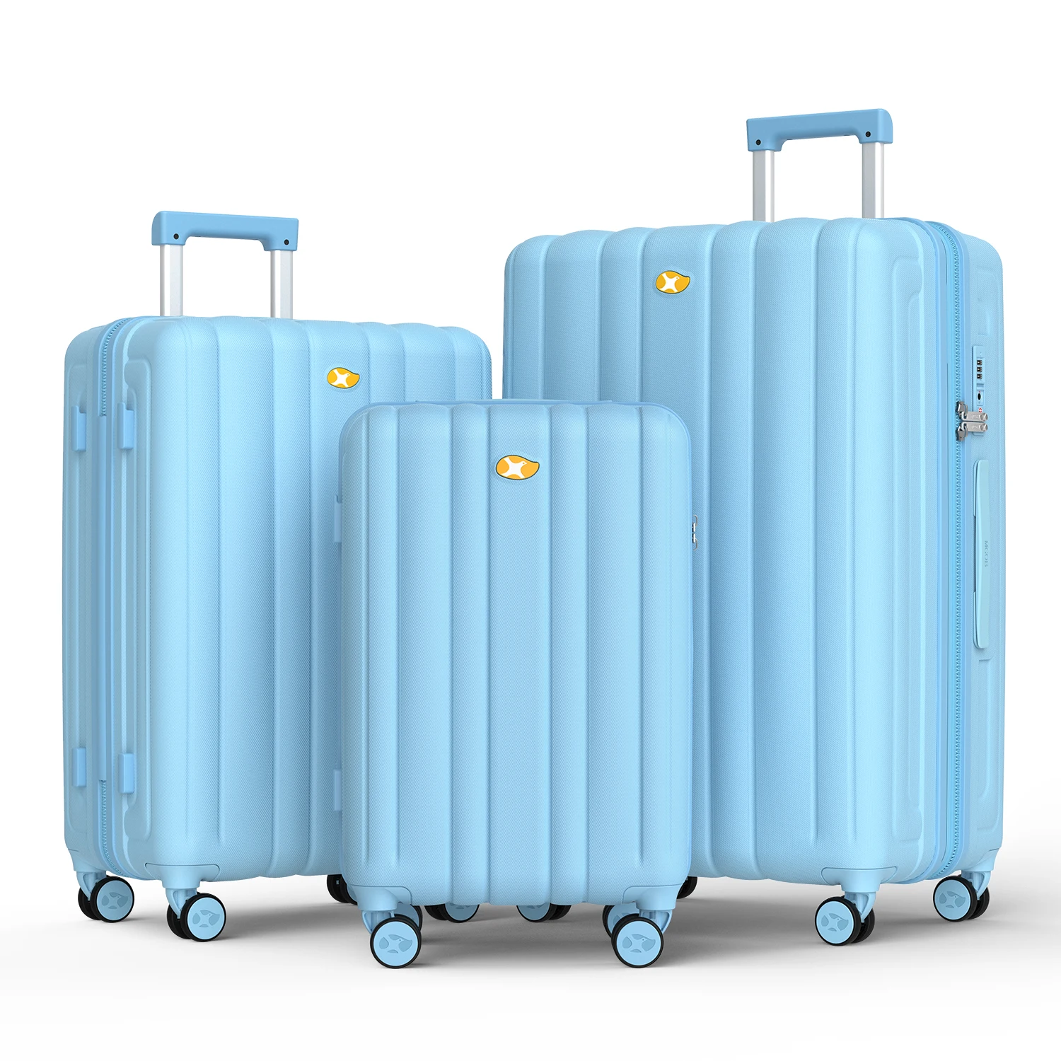 Waterproof  PC Hard Shell Circular Vertical Line Series Trolley Case Luxury 3 Piece Suitcase Sets For Travelling Luggage