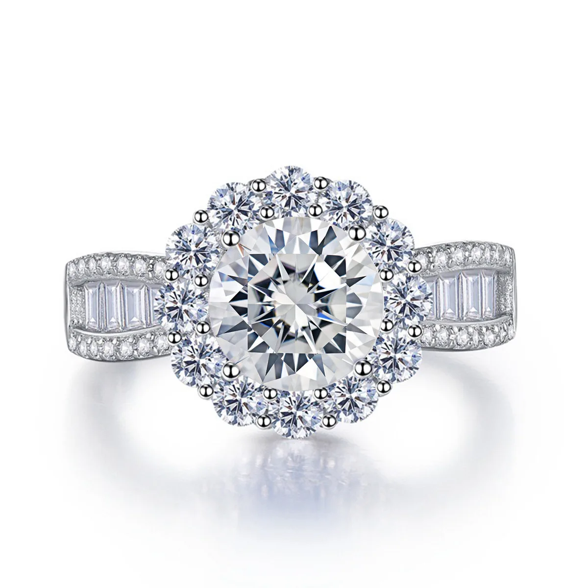 8 Adodo Light Luxury 2Carat Colorful Moissanite Fine Jewelry S925 Sterling Silver Round Eight heart eight arrows Moissanite Ring