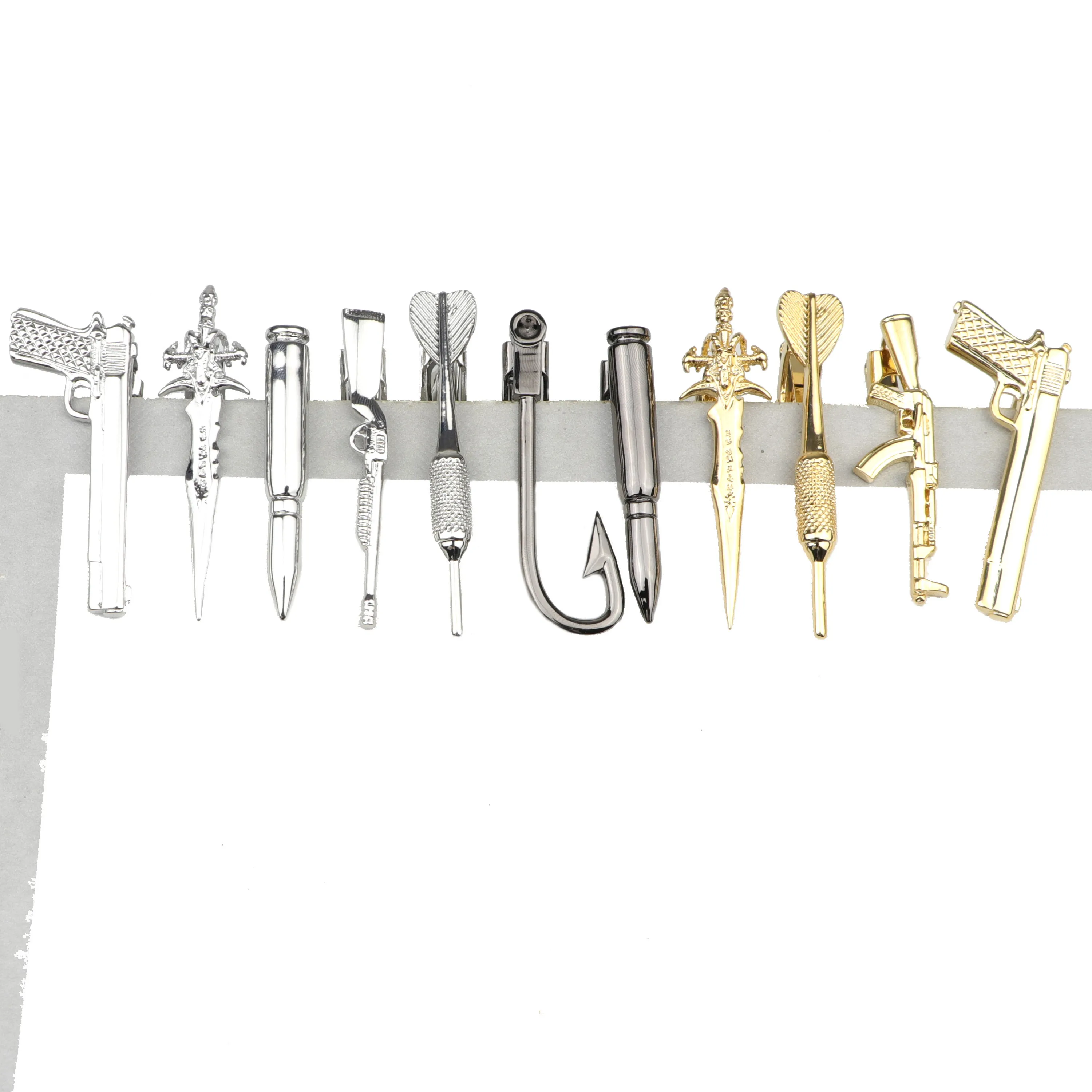 1 шт. хромированный нержавеющий милый пистолет для бороды пуля серебряный металлический классический зажим галстука мужчин зажимы булавка