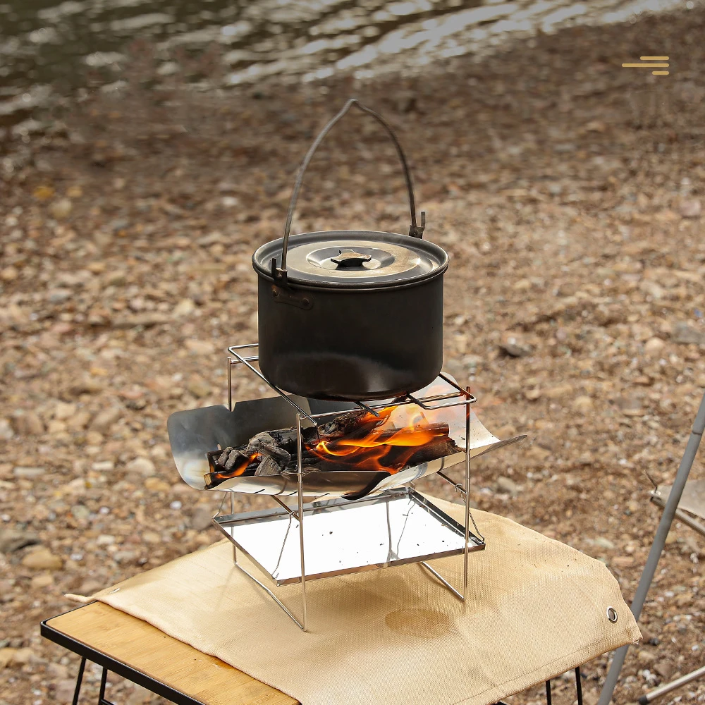 Уличная Портативная подставка для кемпинга, складной гриль из нержавеющей стали, древесная печь с углем