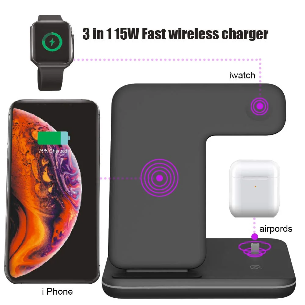 gadget 2022 15W Wireless Charger USB C Ultra Slim 7.5W Qi Charger for earphones smart watch and all qi enabled phones