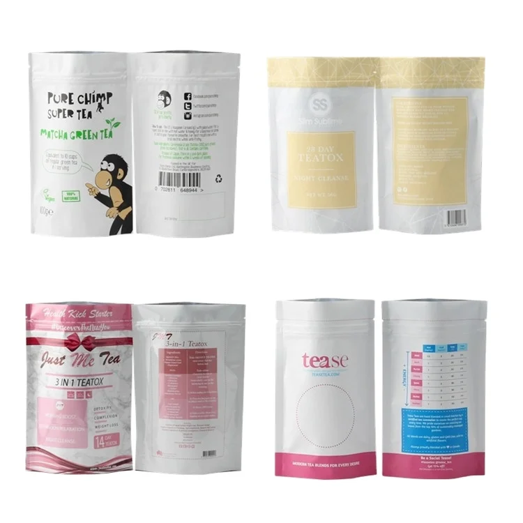 Clear Window Printing Ziplock Matte Aluminum Mylar Foil Coffee Tea Bag Stand Up Pouch