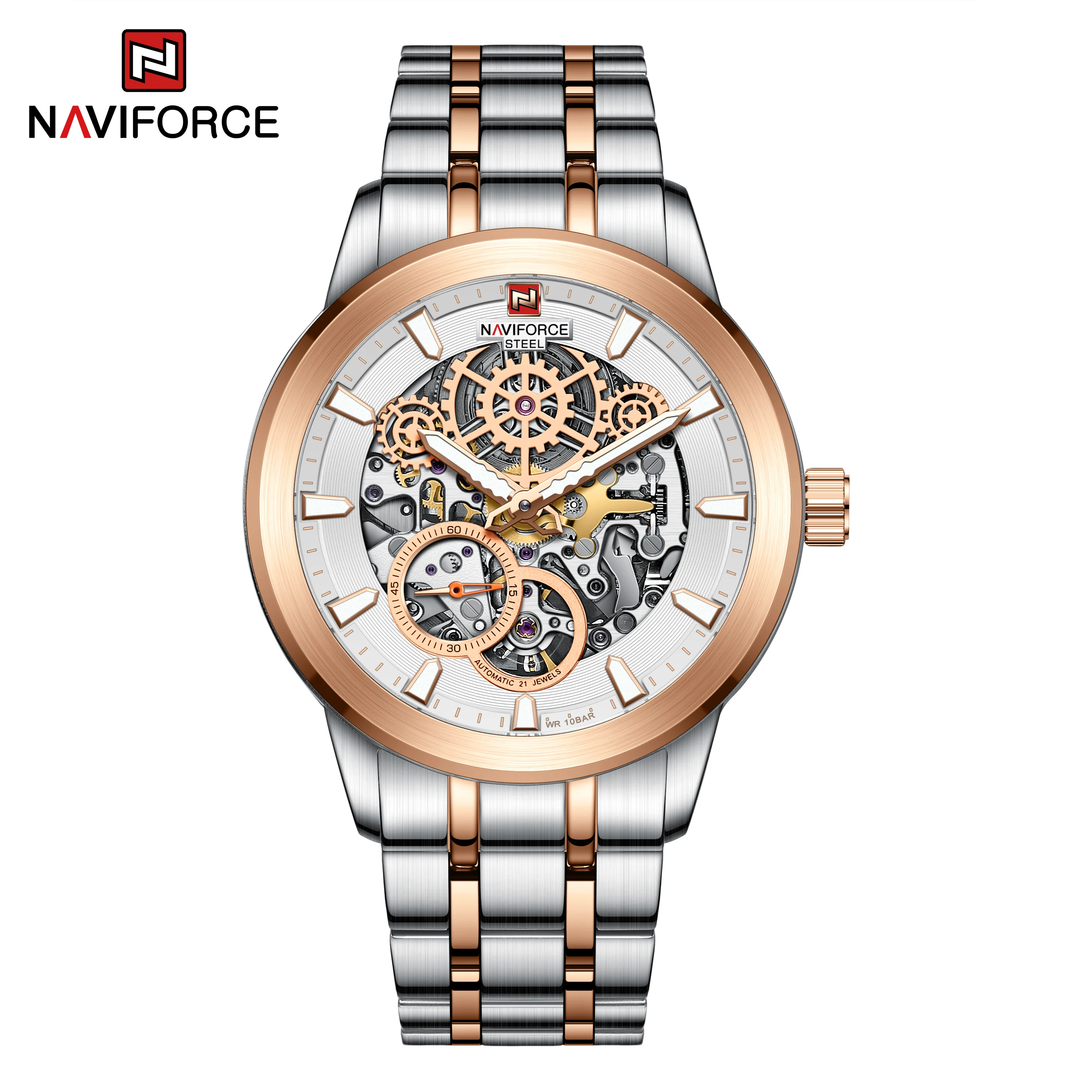 NAVIFORCE NFS1002 бизнес джентльмен автоматические часы с автоподзаводом механические из нержавеющей стали Автоматическая Дата наручные для мужчин мужские