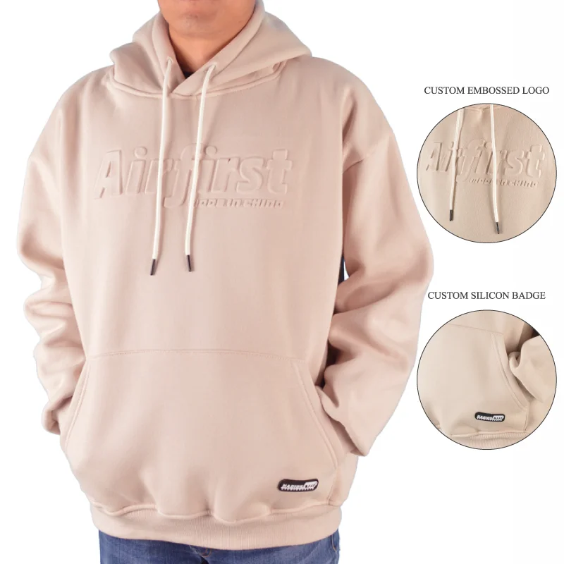 amazon hot selling cotton french terry fleece luxury heavy thick oversized custom 3d embossed hoodie